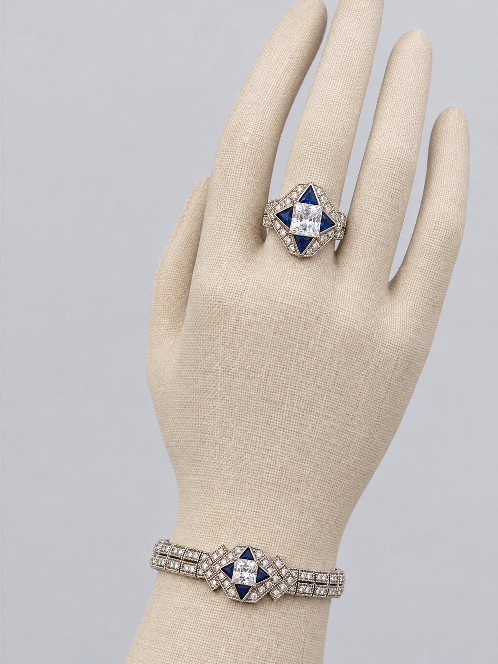 Elegant Silver and Blue Women's Sterling Bracelet